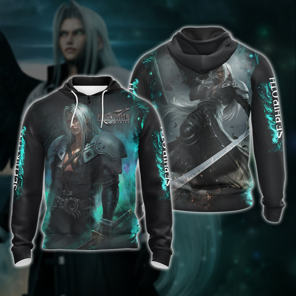 Final Fantasy VII Remake Sephiroth Unisex 3D T-shirt Zip Hoodie Zip Hoodie