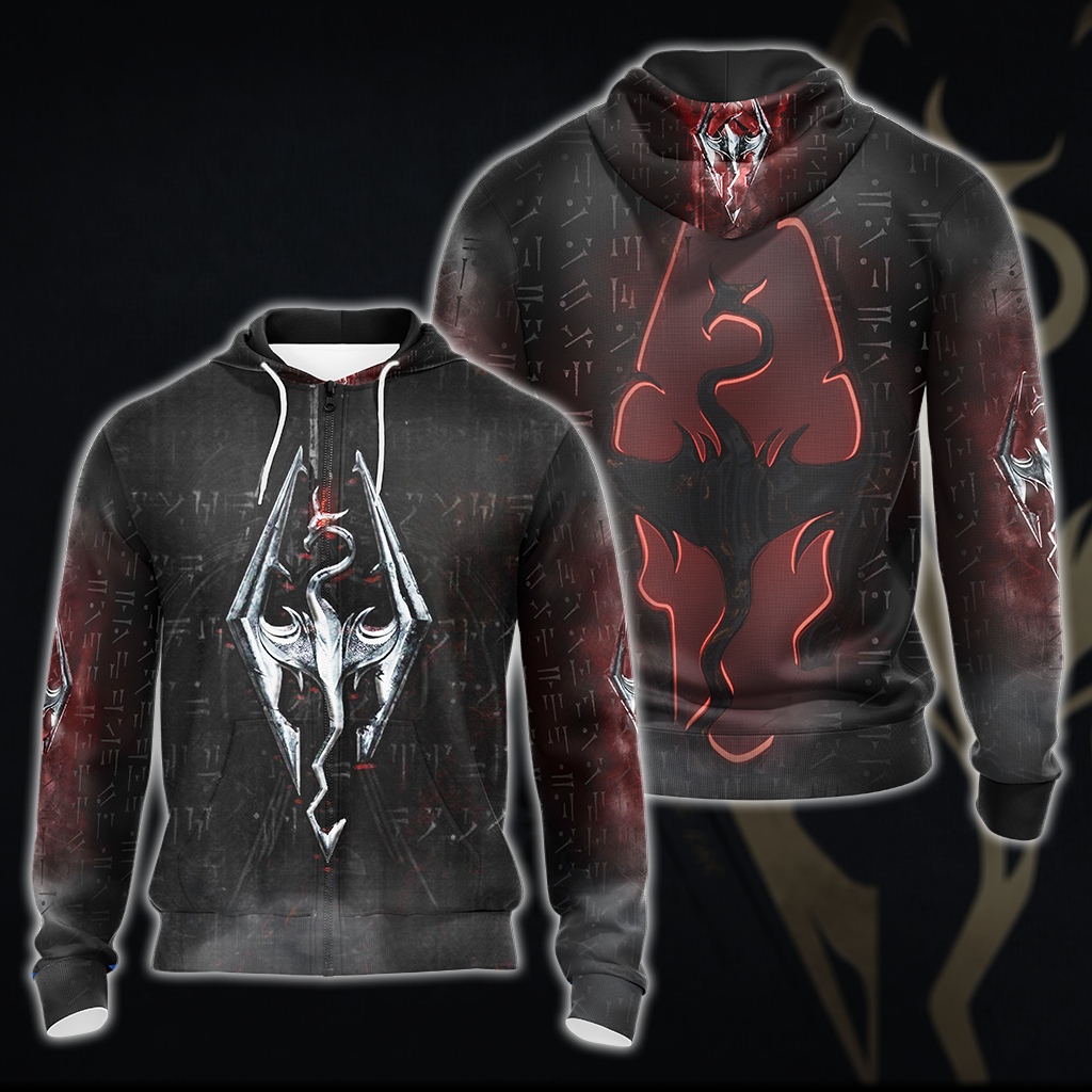 The Elder Scrolls V: Skyrim Video Game All Over Print T-shirt Tank Top Zip Hoodie Pullover Hoodie Zip Hoodie