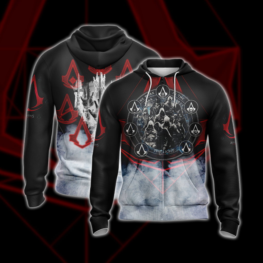 Assassin's Creed We Work In The Dark To Serve The Light Unisex 3D T-shirt Zip Hoodie