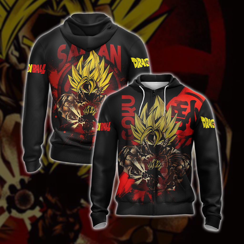 Dragon Ball Son Goku Super Saiyan Unisex 3D T-shirt Zip Hoodie