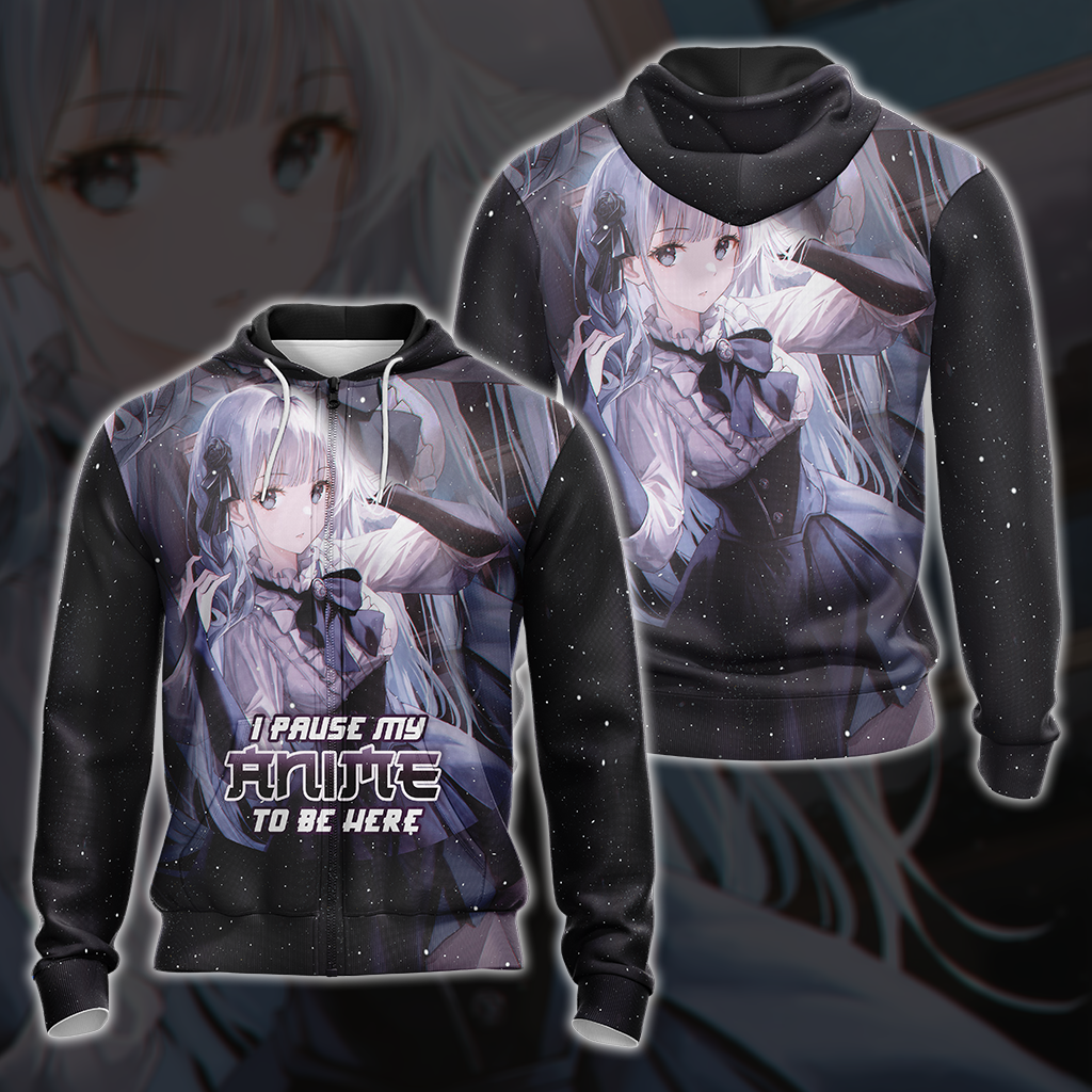I Pause My Anime To Be Here Anime Girl All Over Print T-shirt Tank Top Zip Hoodie Pullover Hoodie Zip Hoodie