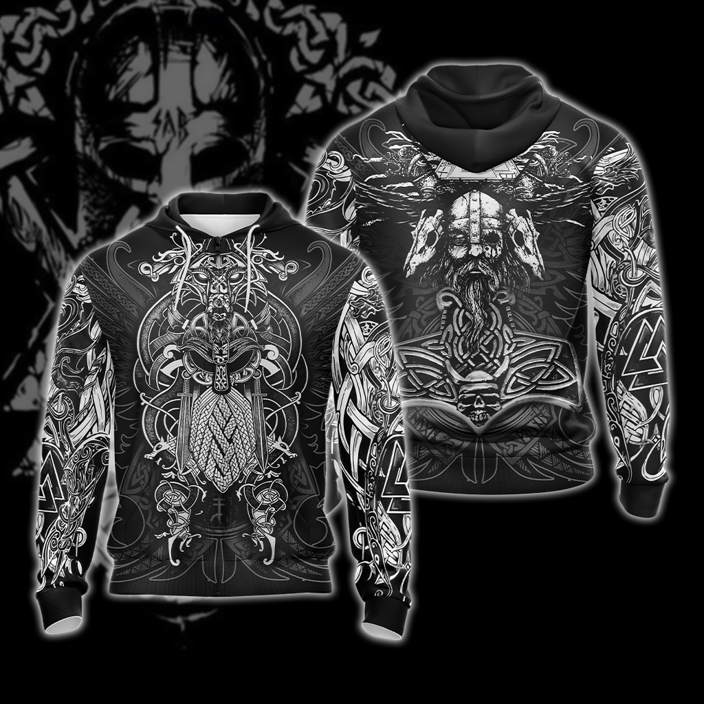 Viking Pattern Unisex 3D T-shirt Zip Hoodie Pullover Hoodie Zip Hoodie