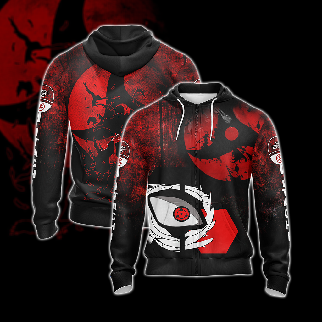Naruto - Itachi Uchiha's Mangekyou Sharingan Unisex 3D T-shirt Zip Hoodie