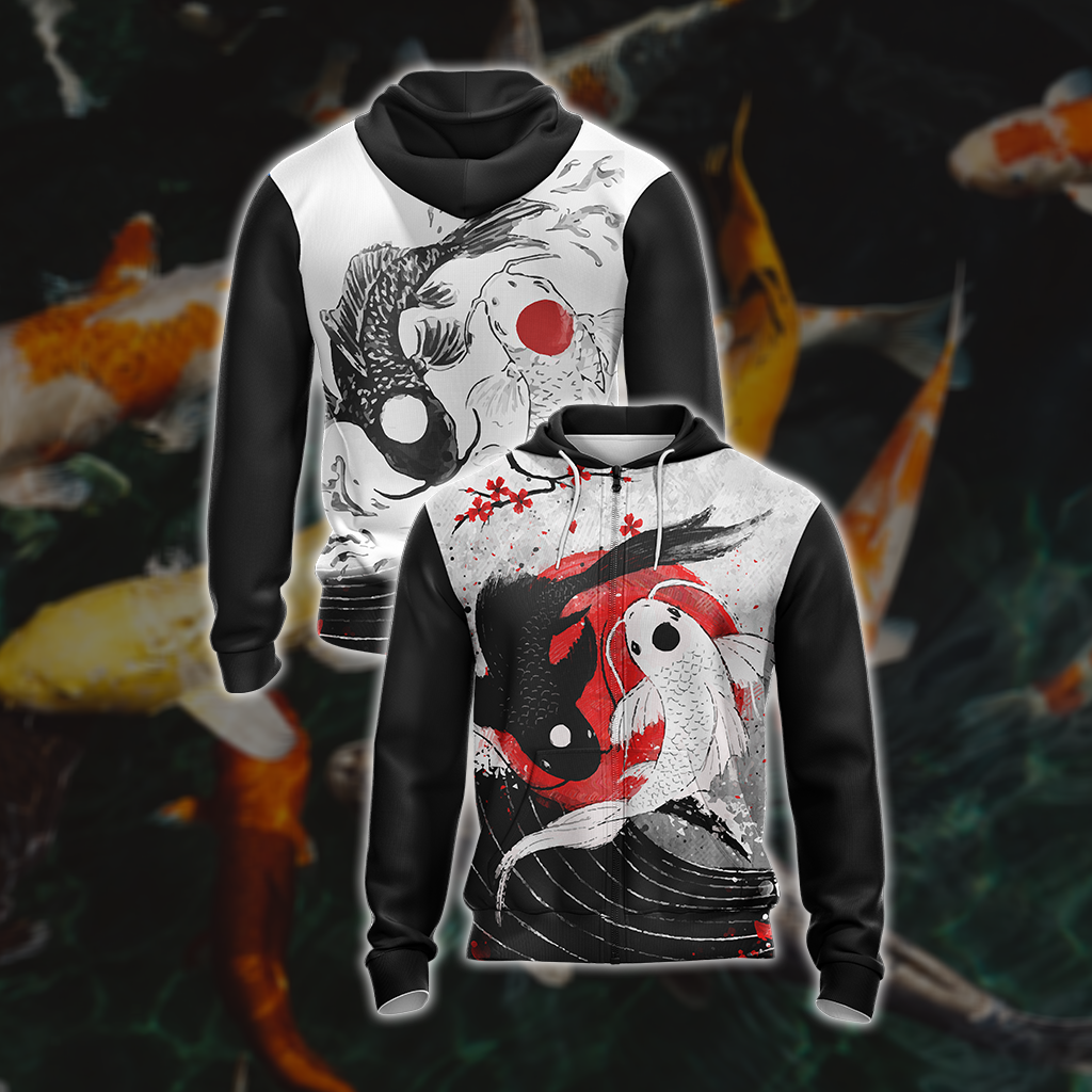 Koi Fish Unisex 3D T-shirt Zip Hoodie