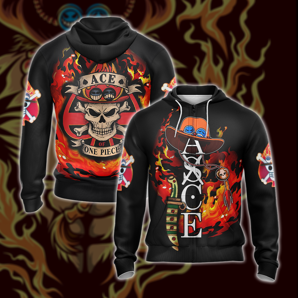 One piece - Portgas D. Ace Unisex 3D T-shirt Zip Hoodie