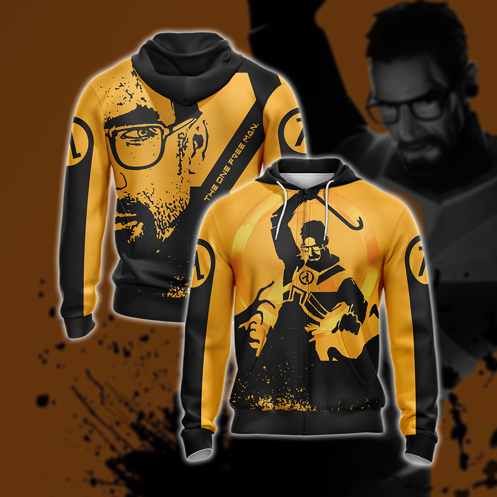 Half-Life - The One Free Man Unisex 3D T-shirt Zip Hoodie