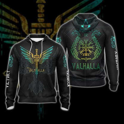 Assassin's Creed Victory or Valhalla Unisex 3D T-shirt Zip Hoodie Zip Hoodie