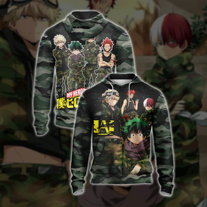 My Hero Academia in Military Uniform Unisex 3D T-shirt Zip Hoodie XS 