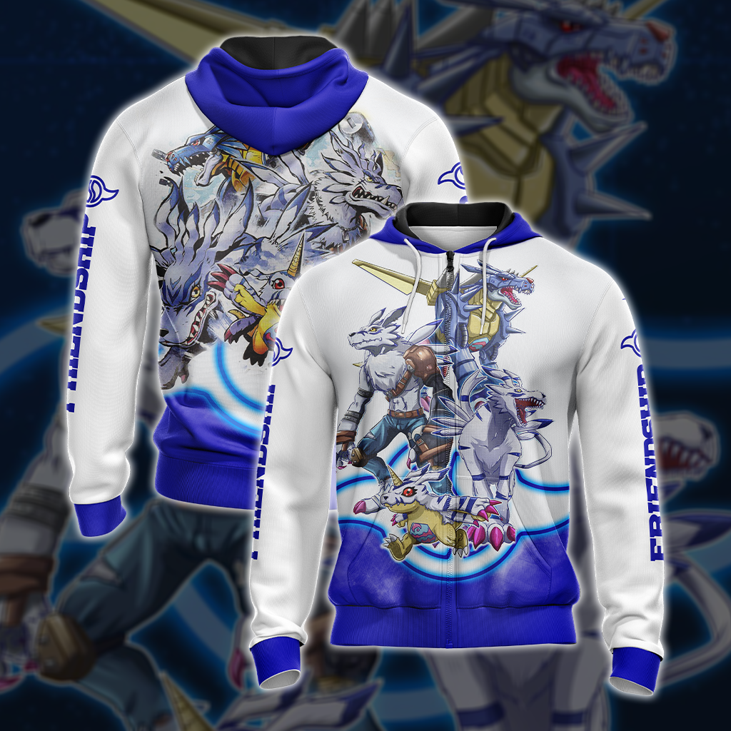 Digimon Gabumon Evolution Unisex 3D T-shirt Zip Hoodie