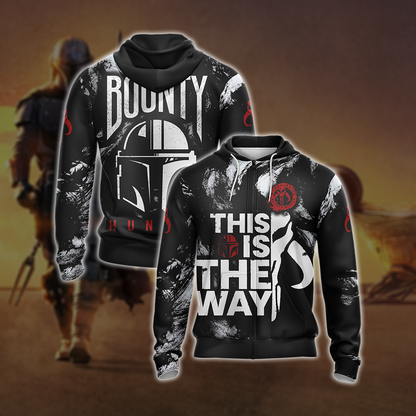 Star Wars Mandalorian Bounty Hunters Unisex 3D T-shirt Zip Hoodie