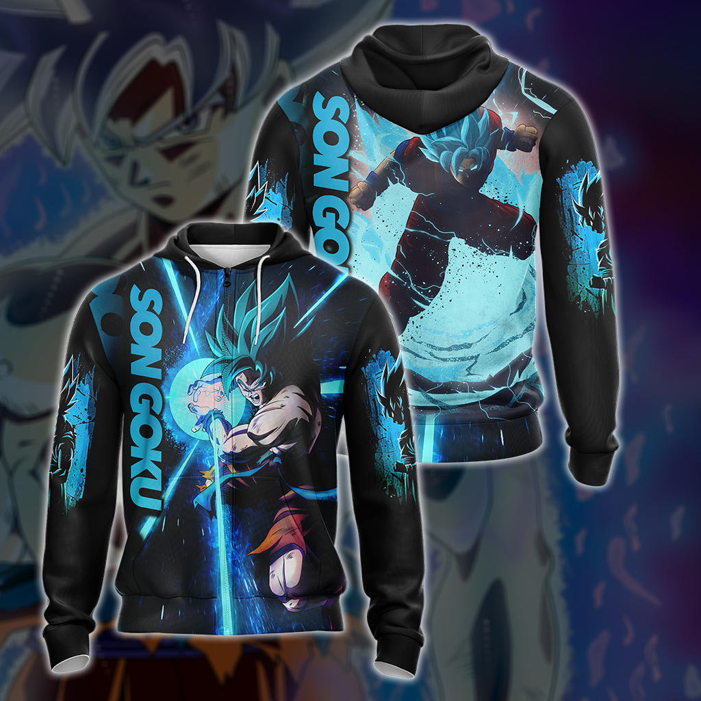 Dragon Ball Son Goku All Over Print T-shirt Zip Hoodie Pullover Hoodie Zip Hoodie