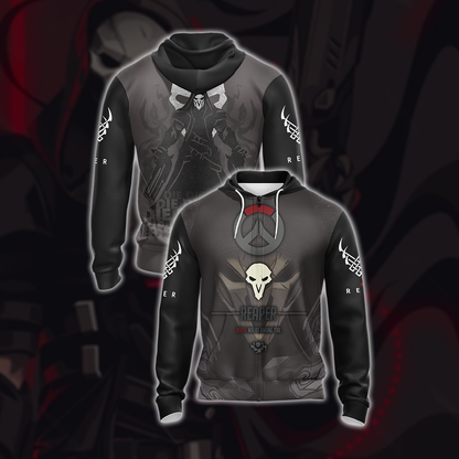 Overwatch - Reaper Unisex 3D T-shirt Zip Hoodie