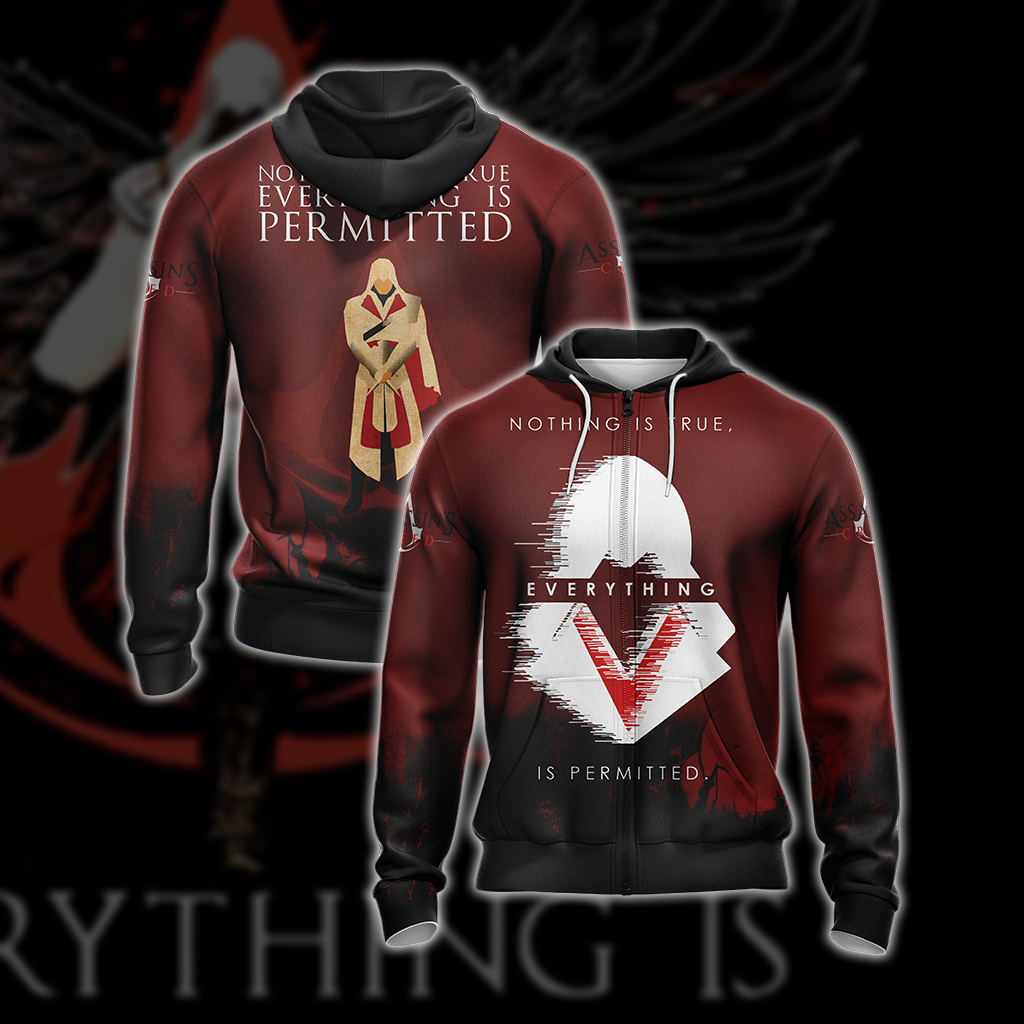 Assassin's Creed - Nothing Is True Everything Is Permitted Unisex 3D T-shirt Zip Hoodie