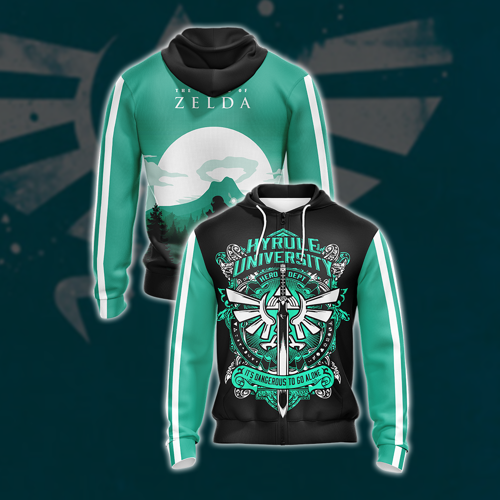 Legend of Zelda - Hyrule University Unisex 3D T-shirt Zip Hoodie