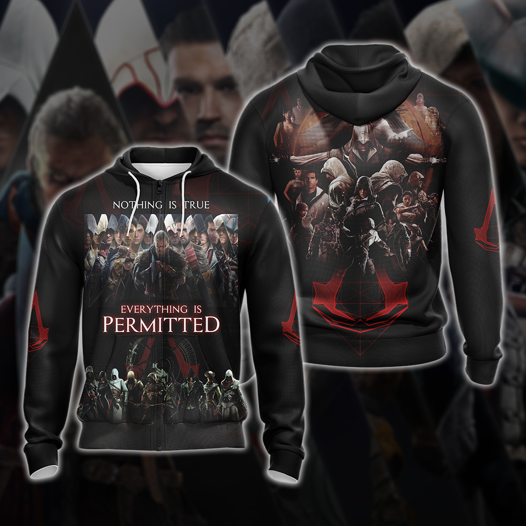 Nothing is True - Everything is Permitted Assassin's Creed All Over Print T-shirt Zip Hoodie Pullover Hoodie Zip Hoodie