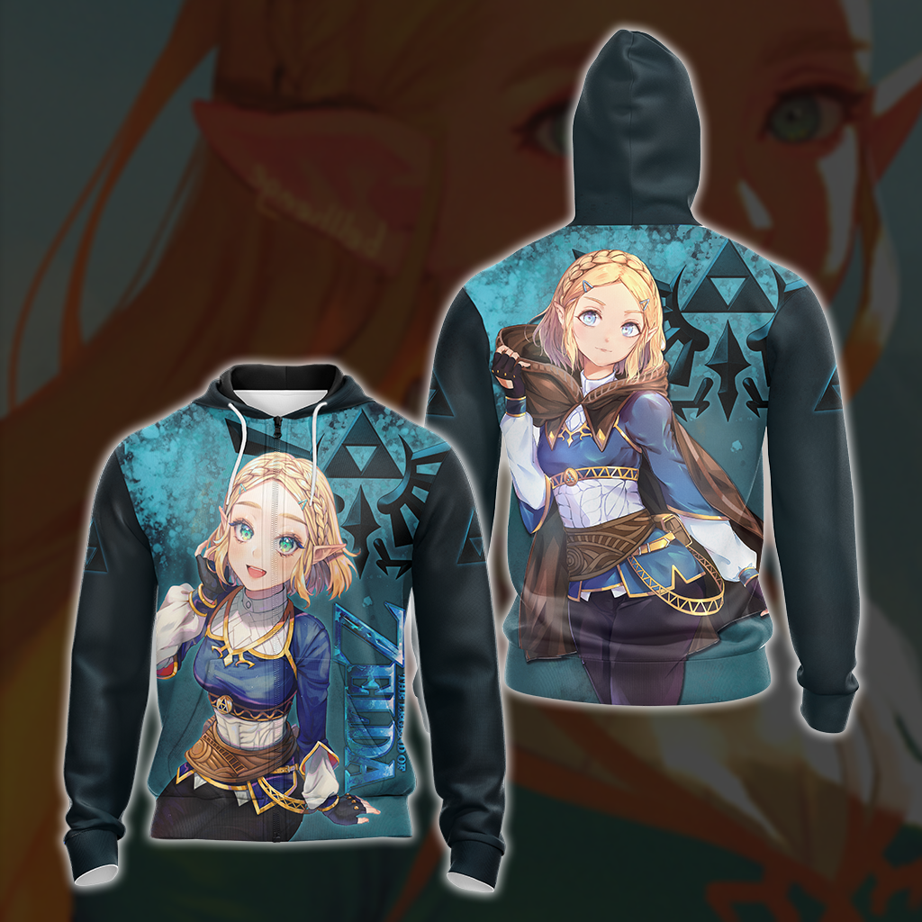 Princess Zelda The Legend of Zelda All Over Print T-shirt Zip Hoodie Pullover Hoodie Zip Hoodie