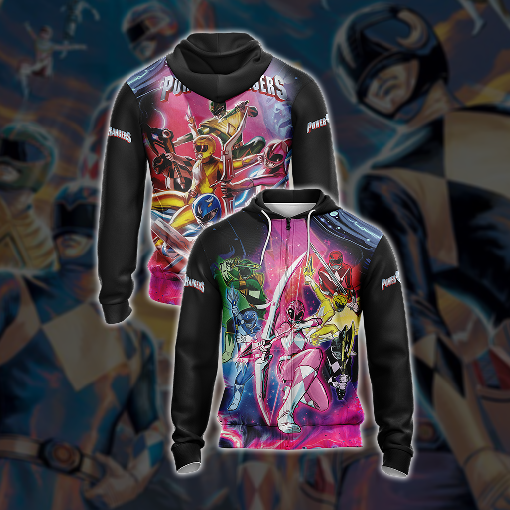 Mighty Morphin Power Rangers Unisex 3D T-shirt Zip Hoodie