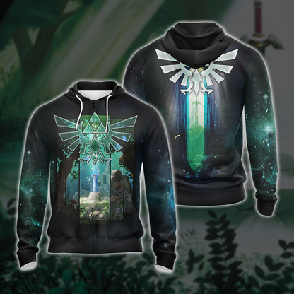 The Master Sword The legend of Zelda All Over Print T-shirt Zip Hoodie Pullover Hoodie Zip Hoodie