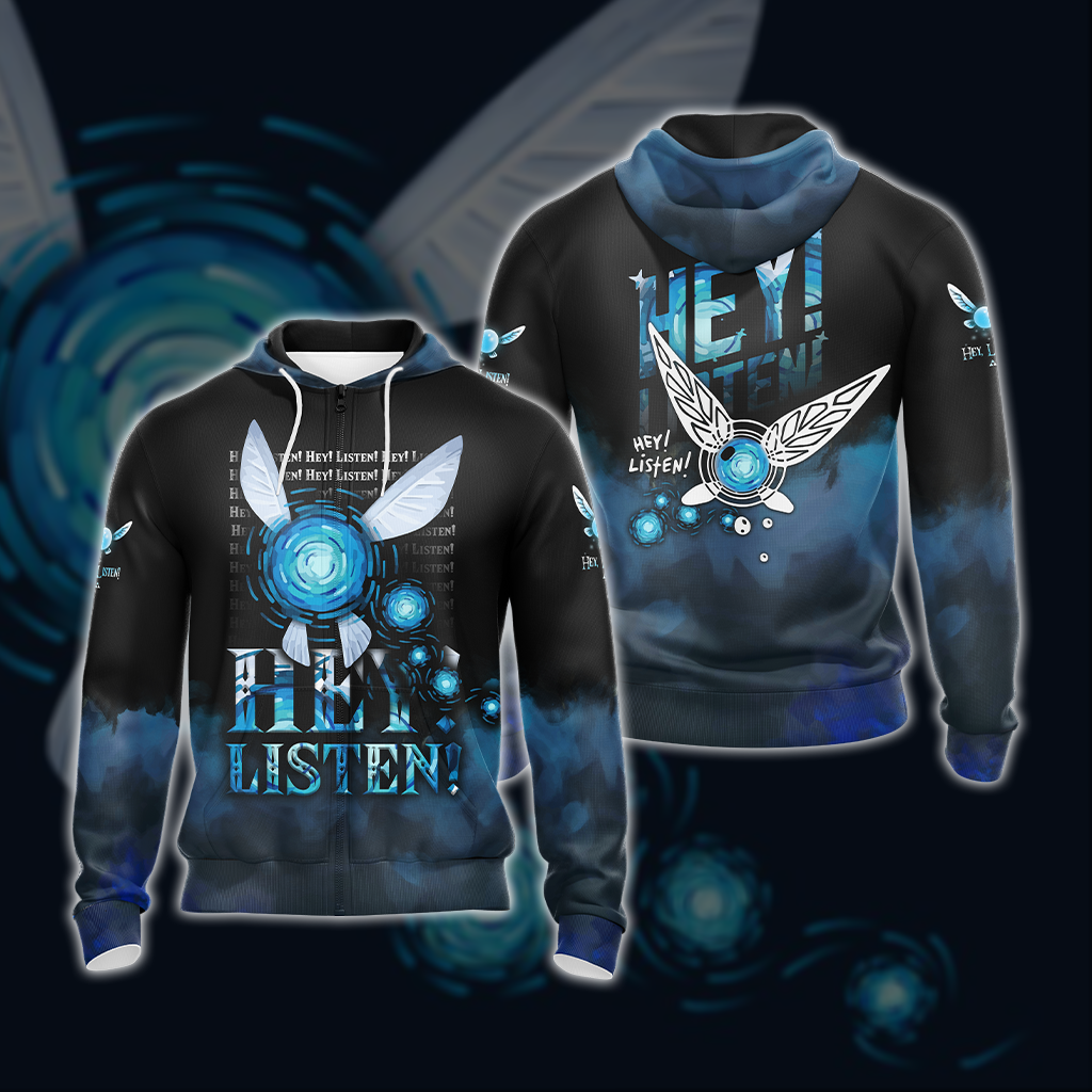 The Legend Of Zelda Navi Fairy Hey Listen Unisex 3D T-shirt Zip Hoodie Zip Hoodie