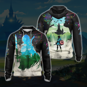 Link The Legend of Zelda All Over Print T-shirt Tank Top Zip Hoodie Pullover Hoodie Zip Hoodie S 