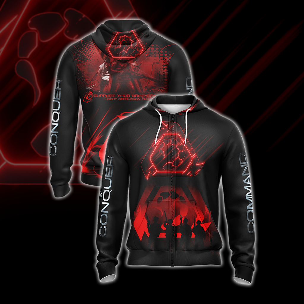 Command & Conquer - Brotherhood of Nod Unisex 3D T-shirt Zip Hoodie