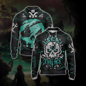 Sea of Thieves New Look Unisex 3D T-shirt Zip Hoodie XS 