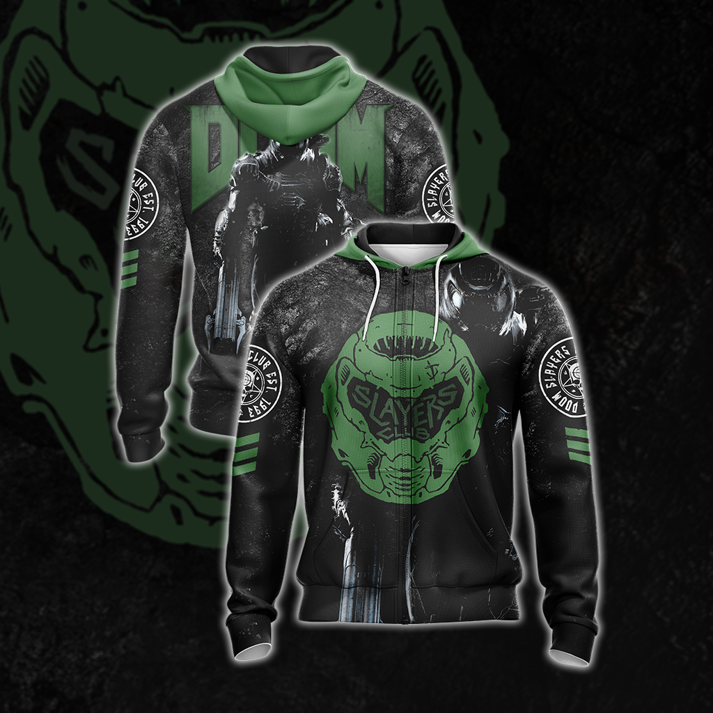 Doom - Slayers Club Unisex 3D T-shirt Zip Hoodie