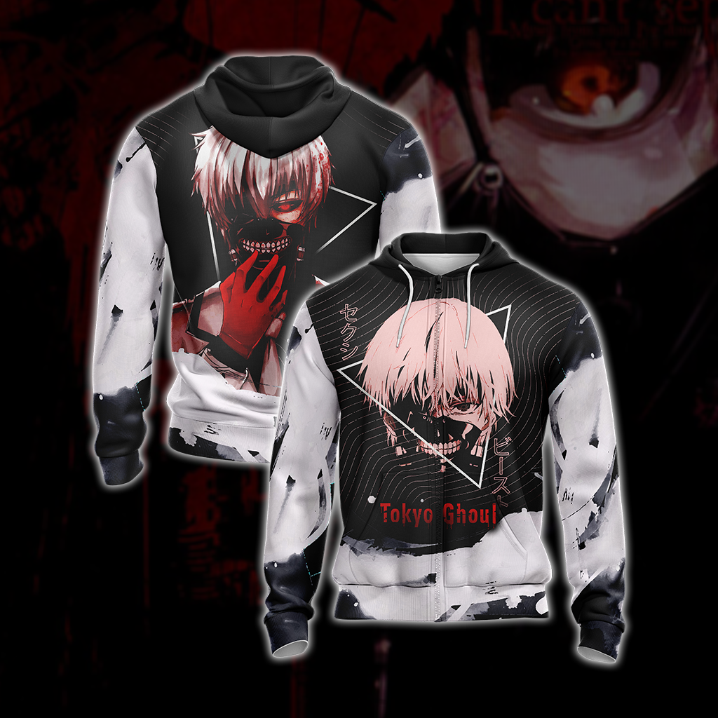Tokyo Ghoul Unisex 3D T-shirt Zip Hoodie