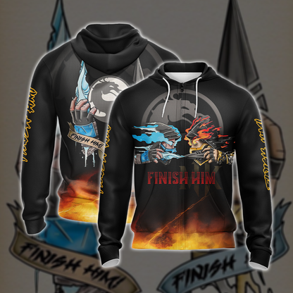 Mortal Kombat Scorpio And Sub Zero Finish Him Unisex 3D T-shirt Zip Hoodie