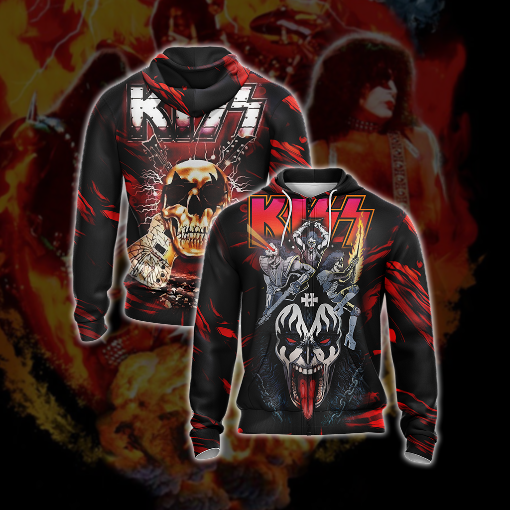 Kiss Band Unisex 3D T-shirt Zip Hoodie
