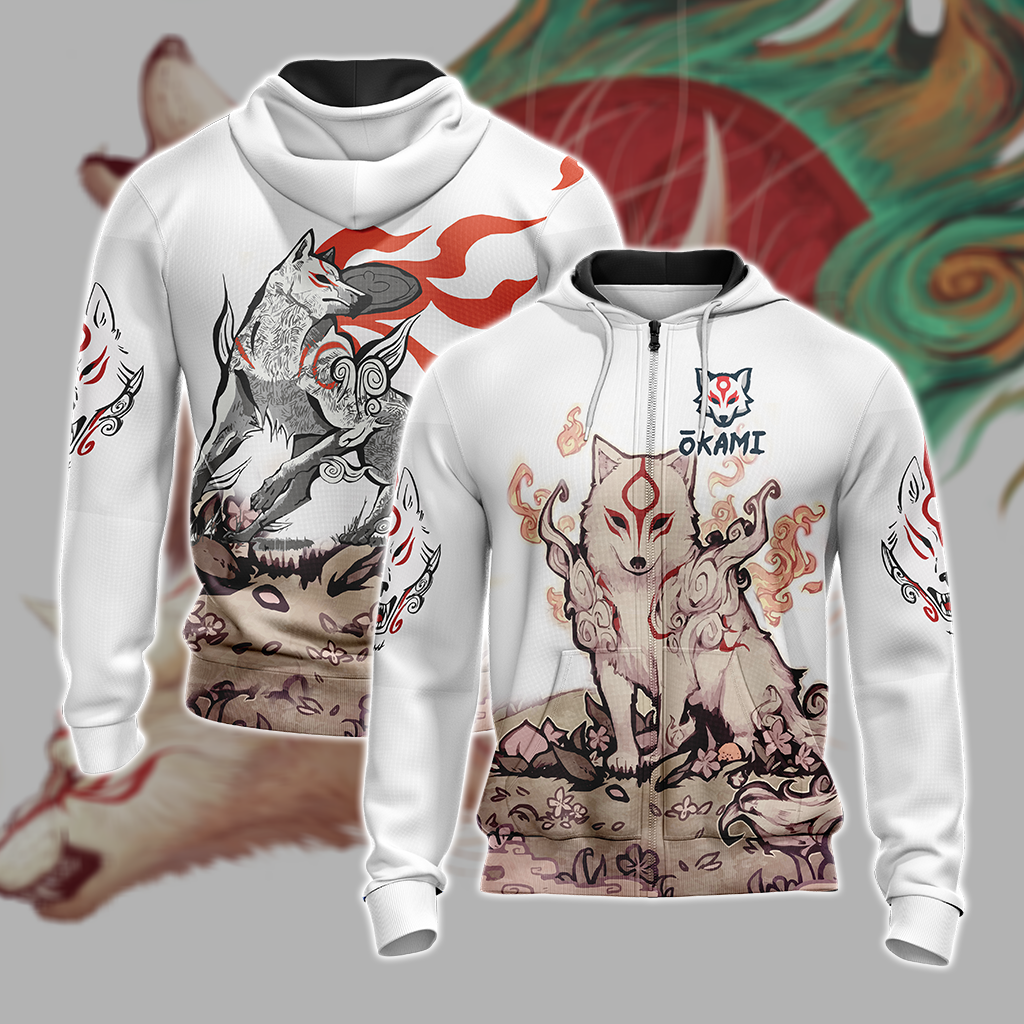 Okami New Unisex 3D T-shirt Zip Hoodie