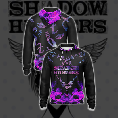 Shadowhunters New Style Unisex 3D T-shirt Zip Hoodie