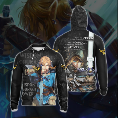 The Legend Of Zelda Link WISDOM COURAGE POWER Unisex 3D T-shirt Zip Hoodie Pullover Hoodie Zip Hoodie