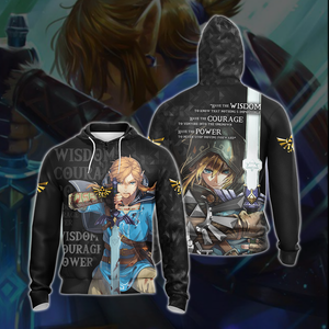 The Legend Of Zelda Link WISDOM COURAGE POWER  Unisex 3D T-shirt Zip Hoodie Pullover Hoodie Zip Hoodie S 