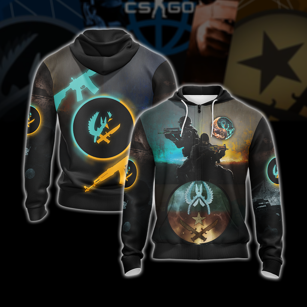 Counter-Strike: Global Offensive Unisex 3D T-shirt Zip Hoodie
