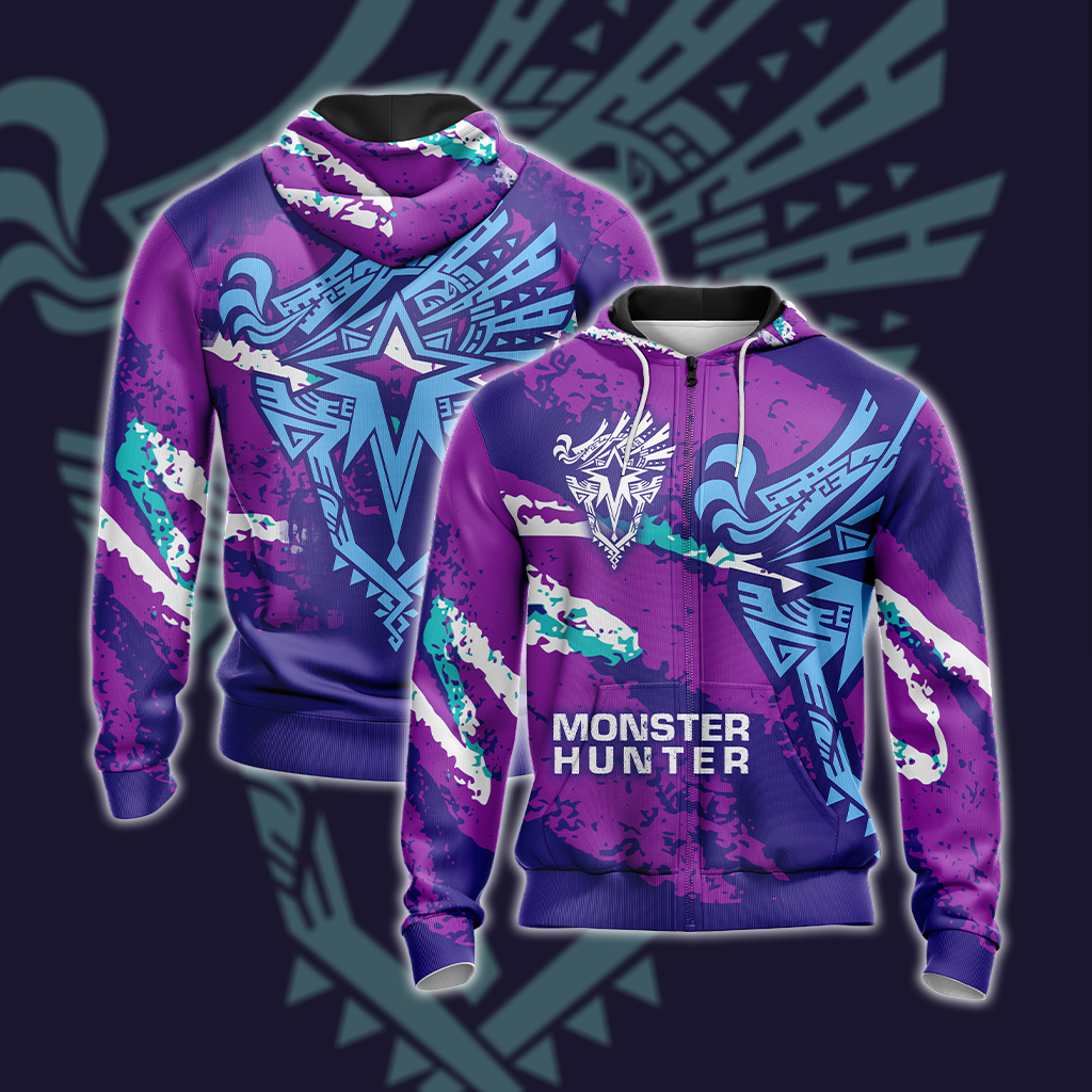 Monster Hunter World Iceborne - Logo Unisex 3D T-shirt Zip Hoodie