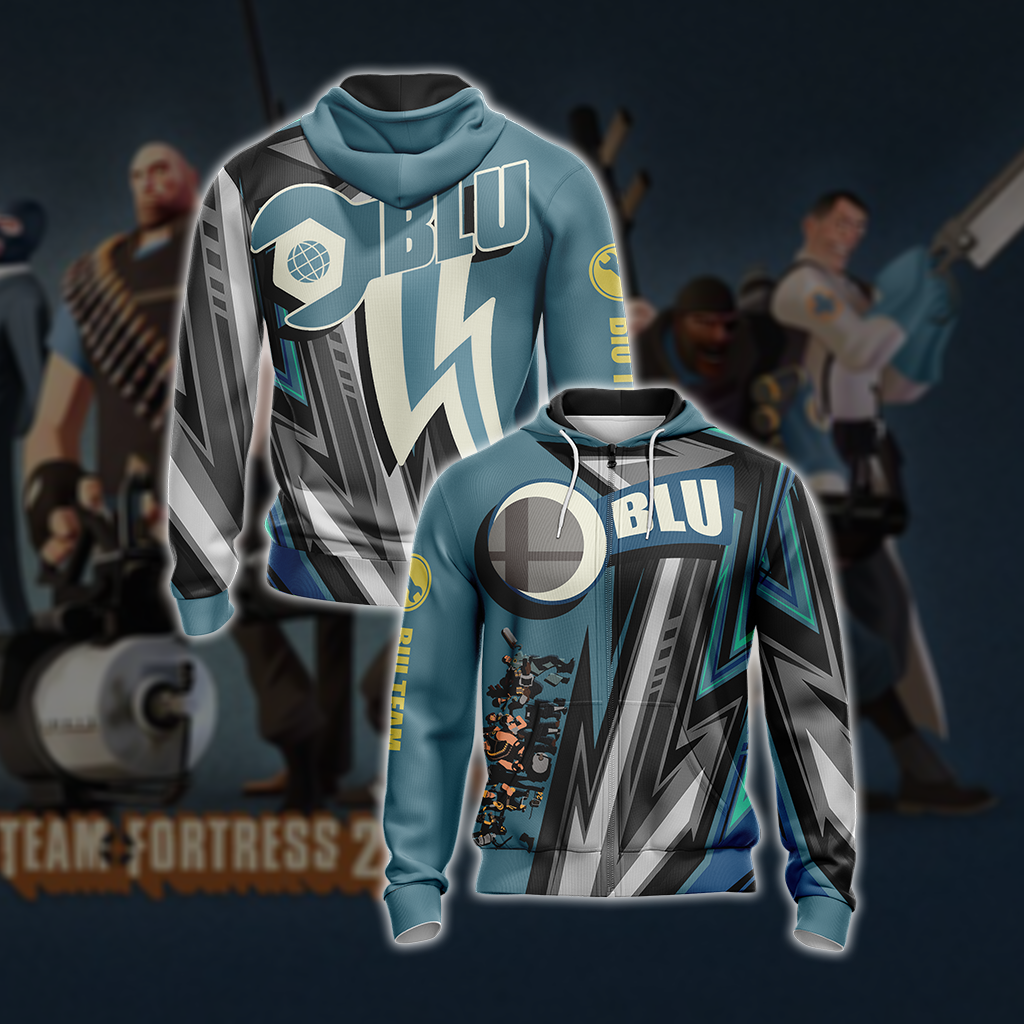 Team Fortress 2 - BLU Unisex 3D T-shirt Zip Hoodie