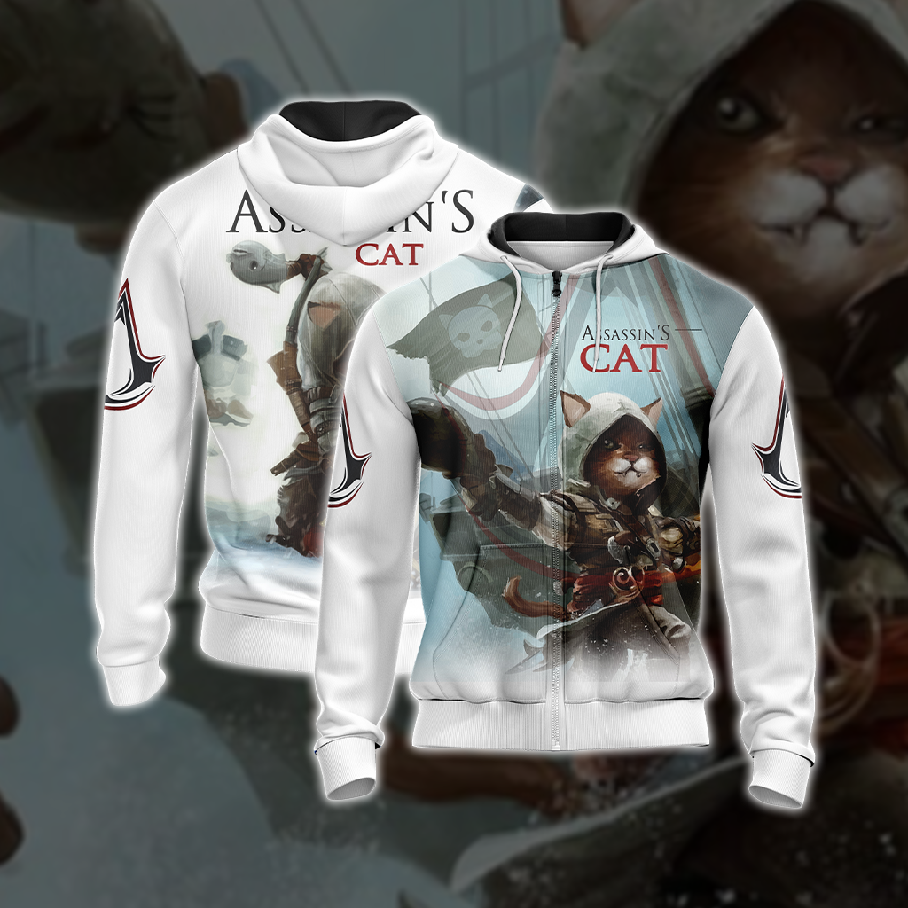 Assassin's Creed III-IV Cat Unisex 3D T-shirt Zip Hoodie