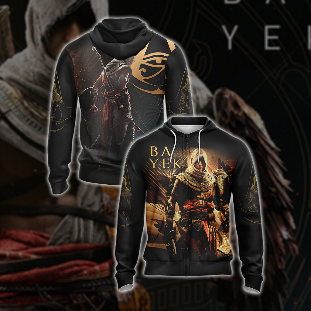 Assassin’s Creed Origins Logo with Bayek Unisex 3D T-shirt Zip Hoodie