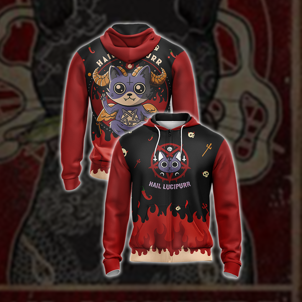 Hail Lucipurr Cat Unisex 3D T-shirt Zip Hoodie