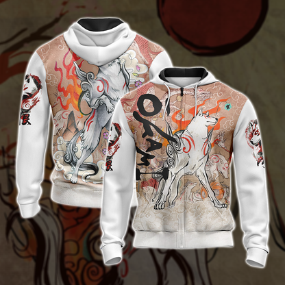 Okami New Version Unisex 3D T-shirt Zip Hoodie