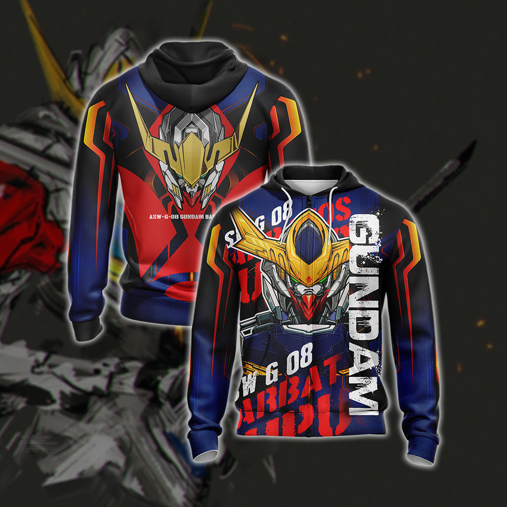 Gundam Barbatos Unisex 3D T-shirt Zip Hoodie