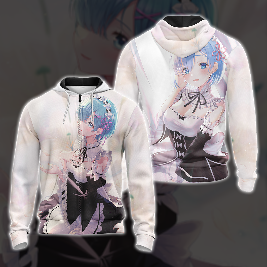 Rem Re:Zero All Over Print T-shirt Tank Top Zip Hoodie Pullover Hoodie Zip Hoodie