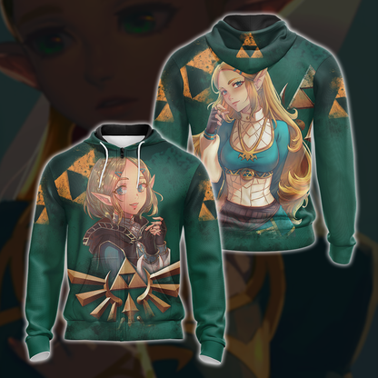 Princess Zelda The Legend of Zelda All Over Print T-shirt Zip Hoodie Pullover Hoodie Zip Hoodie