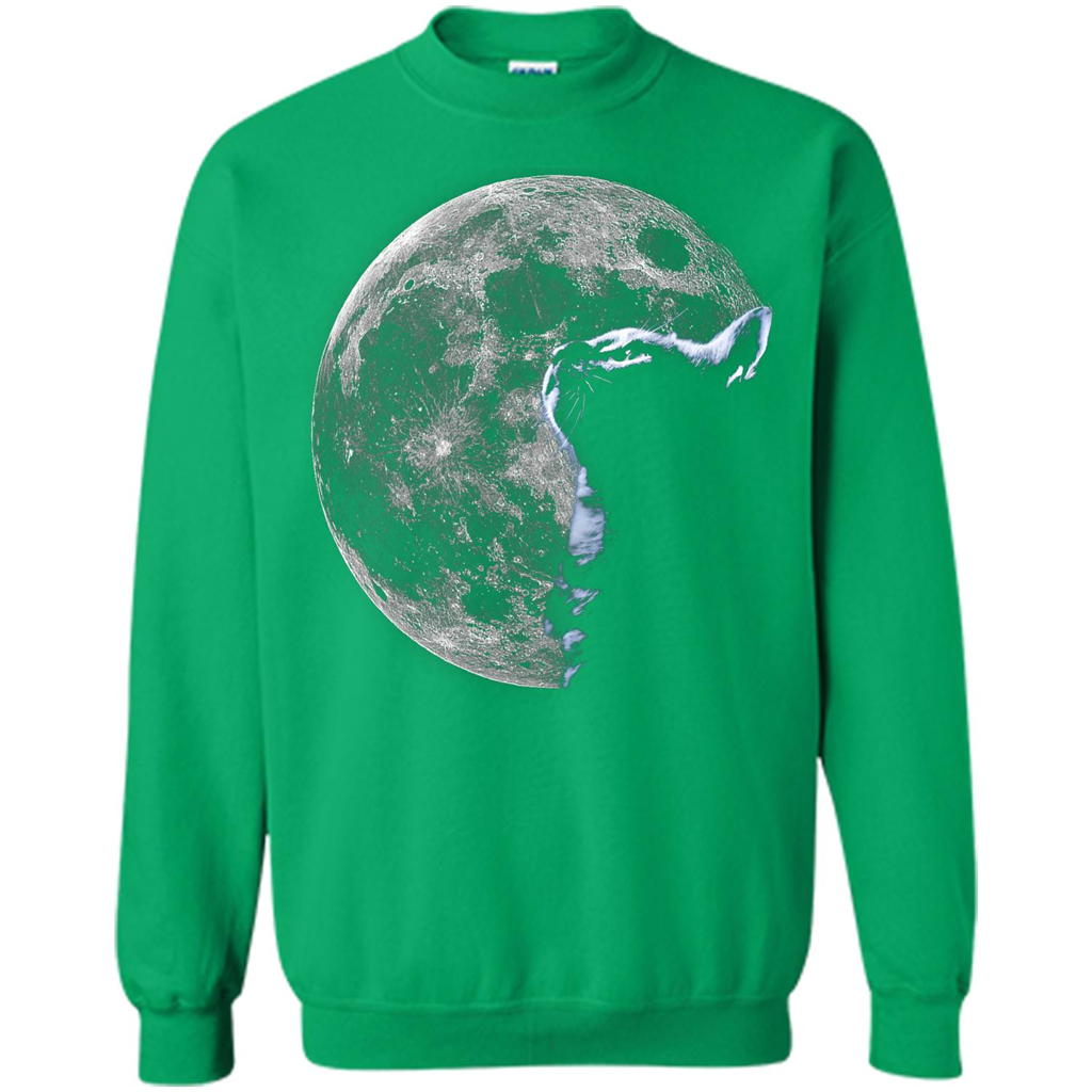 Cat Lover T-shirt Cat And Moon Irish Green