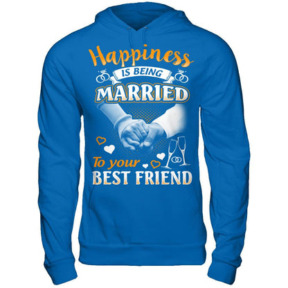 Happiness Is Being Married To Your Best Friend T-shirt Gildan - Pullover Hoodie Royal