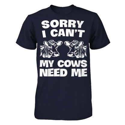 Sorry I Can't, My Cows Need Me Next Level - Unisex Fitted Tee Midnight Navy