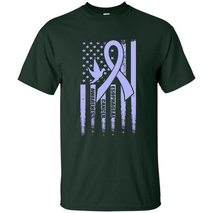 Esophageal Cancer USA Flag Periwinkle Ribbon and Dove T-shirt Forest Green