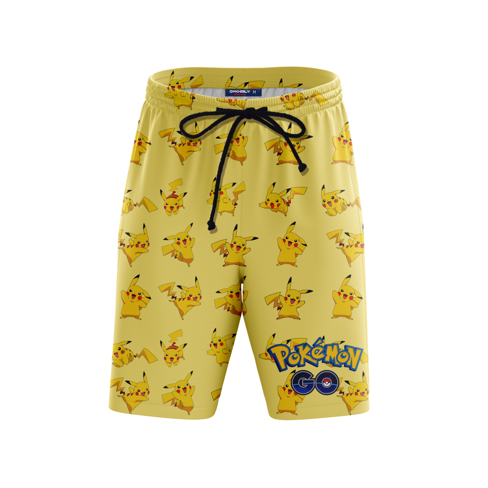 Pokemon Go Pikachu Seamless Pattern Beach Short