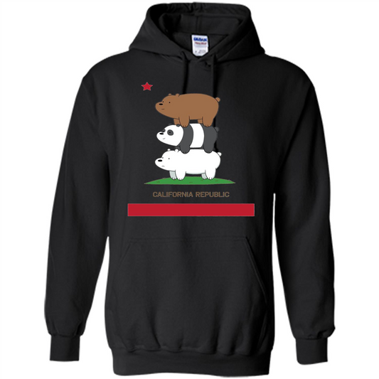 CN We Bare Bears California Flag Stack T-shirt Black
